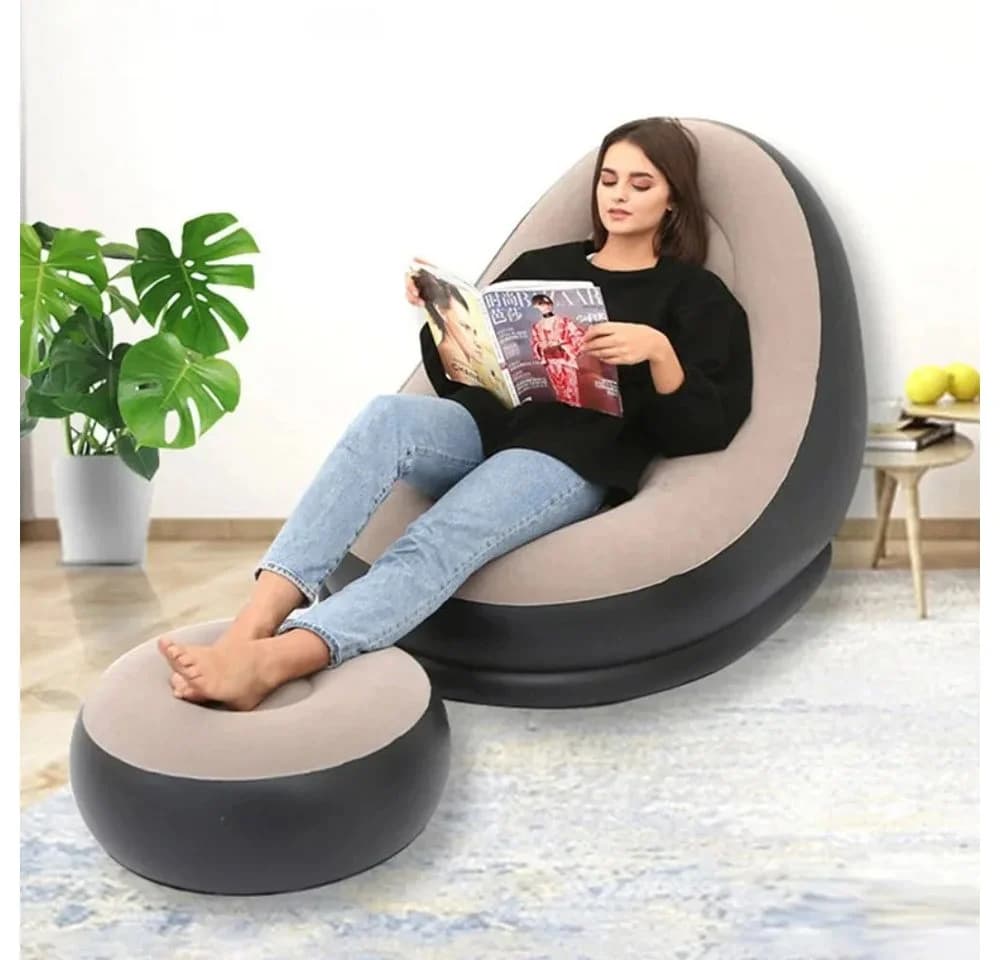 Insma Luftsofa Aufblasbarer Loungesessel mit Fußhocker Braun - Bild 3