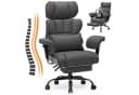 Hoffree Drehstuhl XXL Ergonomischer Bürostuhl Grau Kunstleder Bild 2