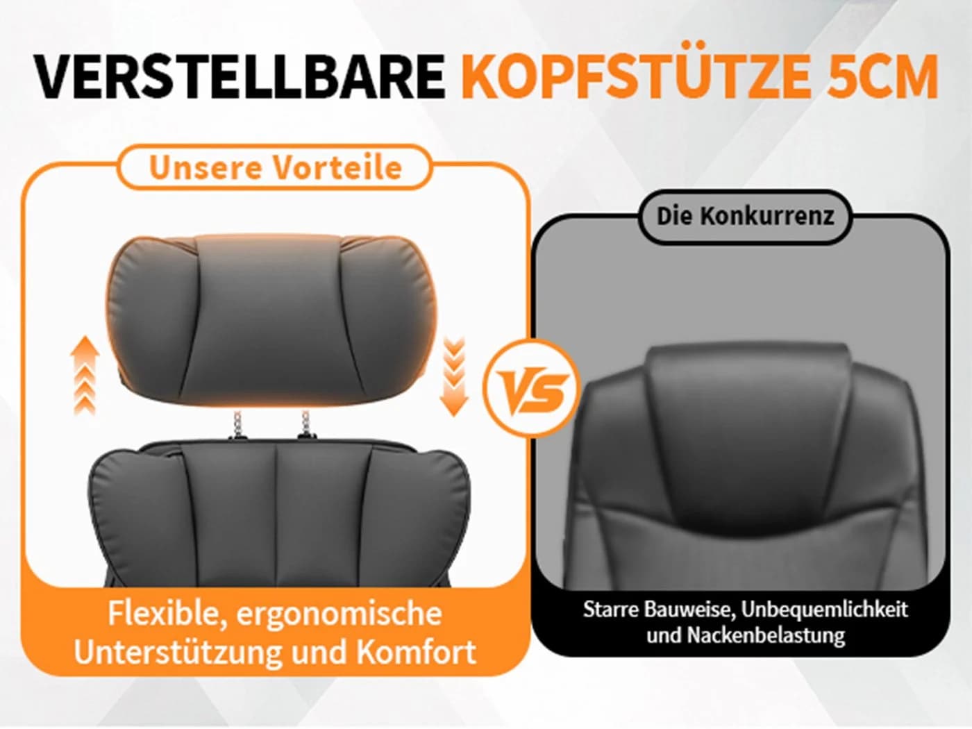 Hoffree Drehstuhl XXL Ergonomischer Bürostuhl Grau Kunstleder - Bild 4