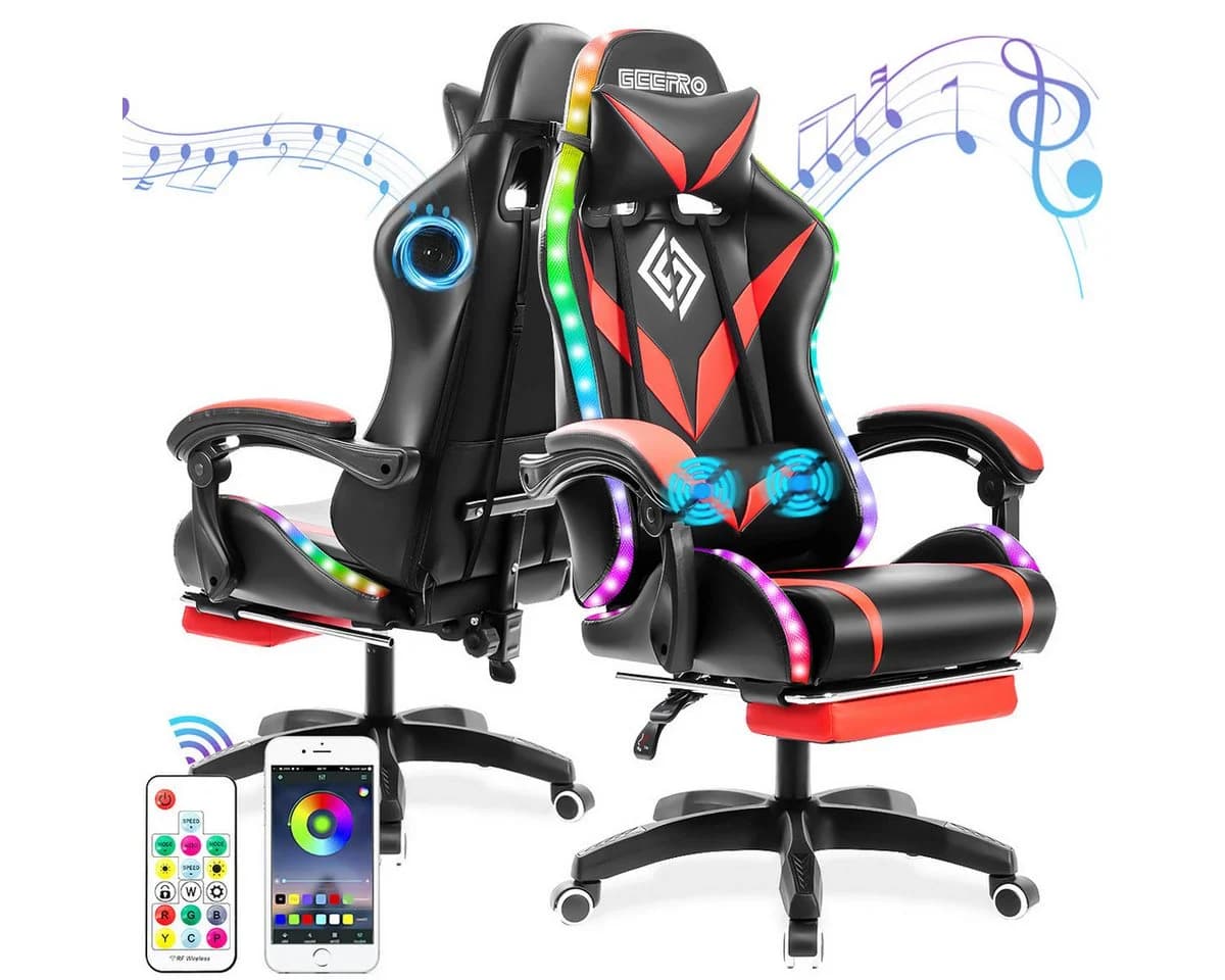 AUDEW Gaming-Stuhl 338 LED RGB Ergonomisch Bürostuhl mit Fußstütze - Bild 2