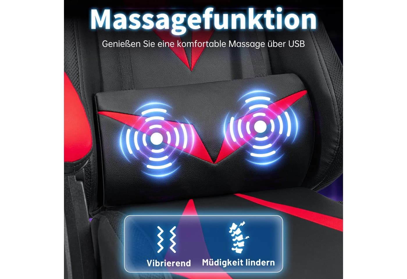 AUDEW Gaming-Stuhl 338 LED RGB Ergonomisch Bürostuhl mit Fußstütze - Bild 4
