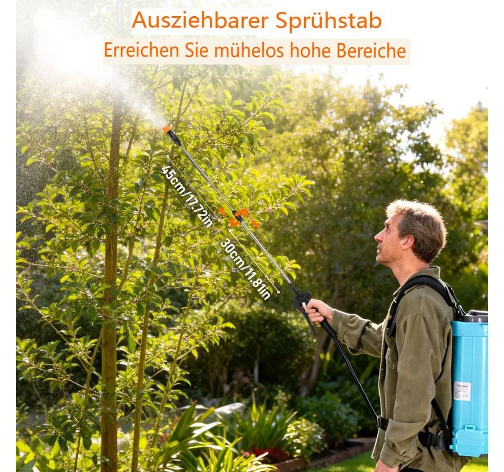 Insma Elektrisches Gartensprühgerät 16L mit Akku, 5 Düsen & Teleskoplanze - Bild 3