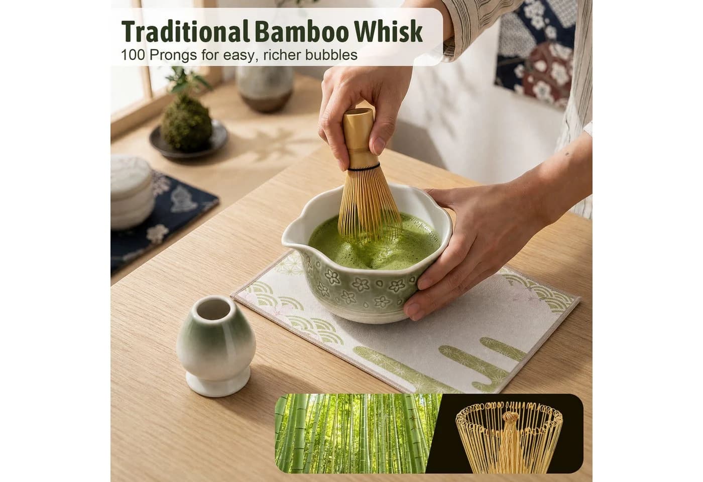 VONATES 9-teiliges Matcha-Set mit Keramikschale, Bambus-Chasen und Zubehör - Bild 5