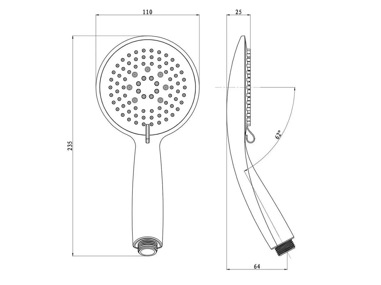 Euroshowers Handbrause Catchy Chrom 3 Strahlarten 150 cm Duschschlauch