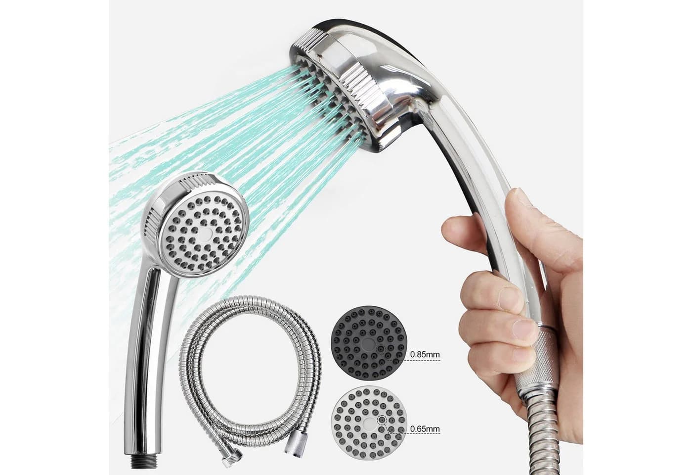 Euroshowers GmbH Handbrause mit Brauseschlauch Set Deltaspray chrom - Bild 2
