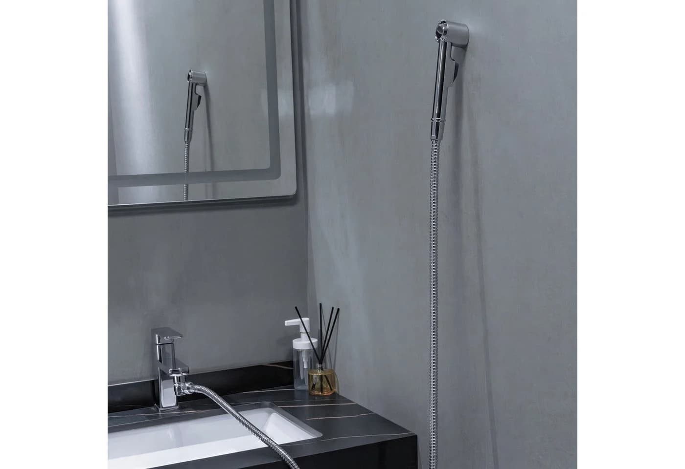Euroshowers GmbH Waschbeckendusche-Set Weiß/Silber mit Knopfdruck und Anti-Kalk - Bild 5