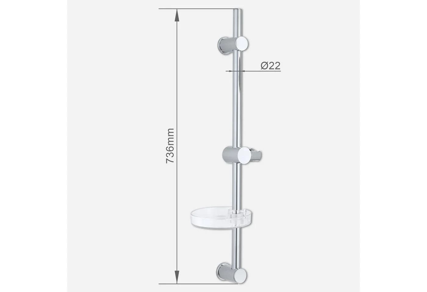 Euroshowers Duschstange FlowFlexi mit Ablage verchromt - Bild 4