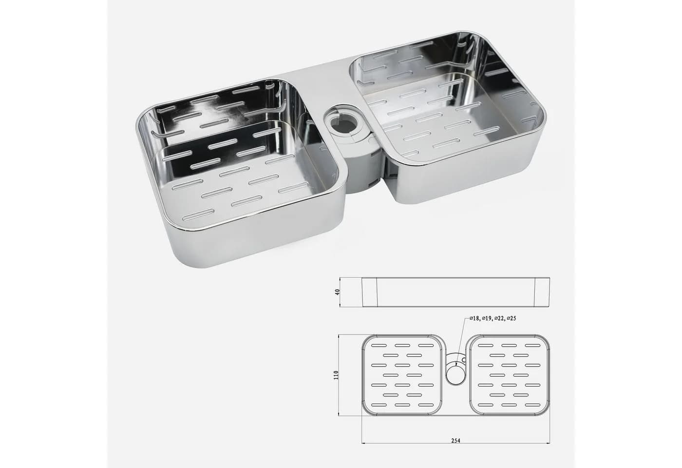Euroshowers Duschablage für Duschstange Chrom ohne Bohren - Bild 3