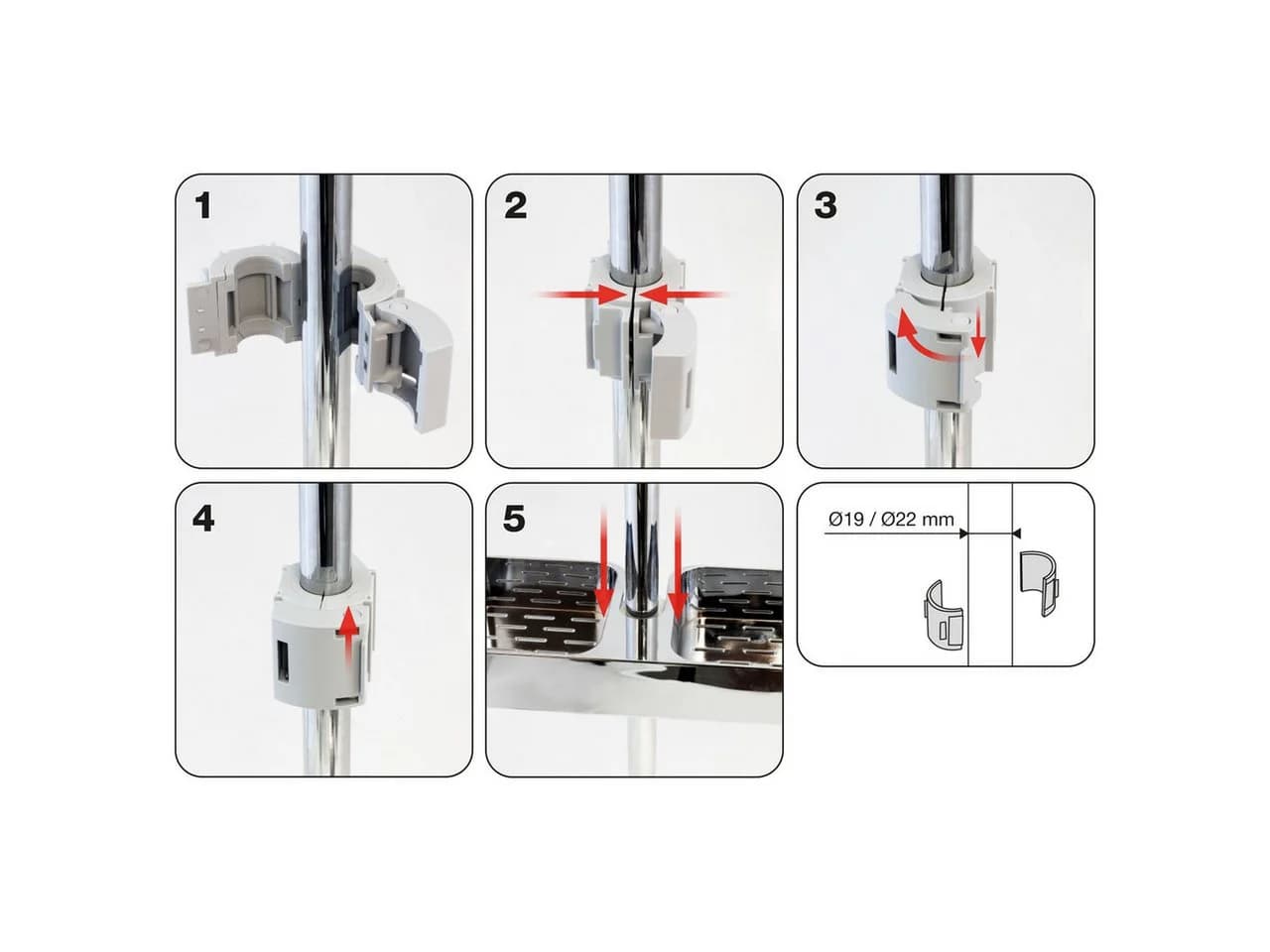 Euroshowers Duschablage für Duschstange Chrom ohne Bohren - Bild 4