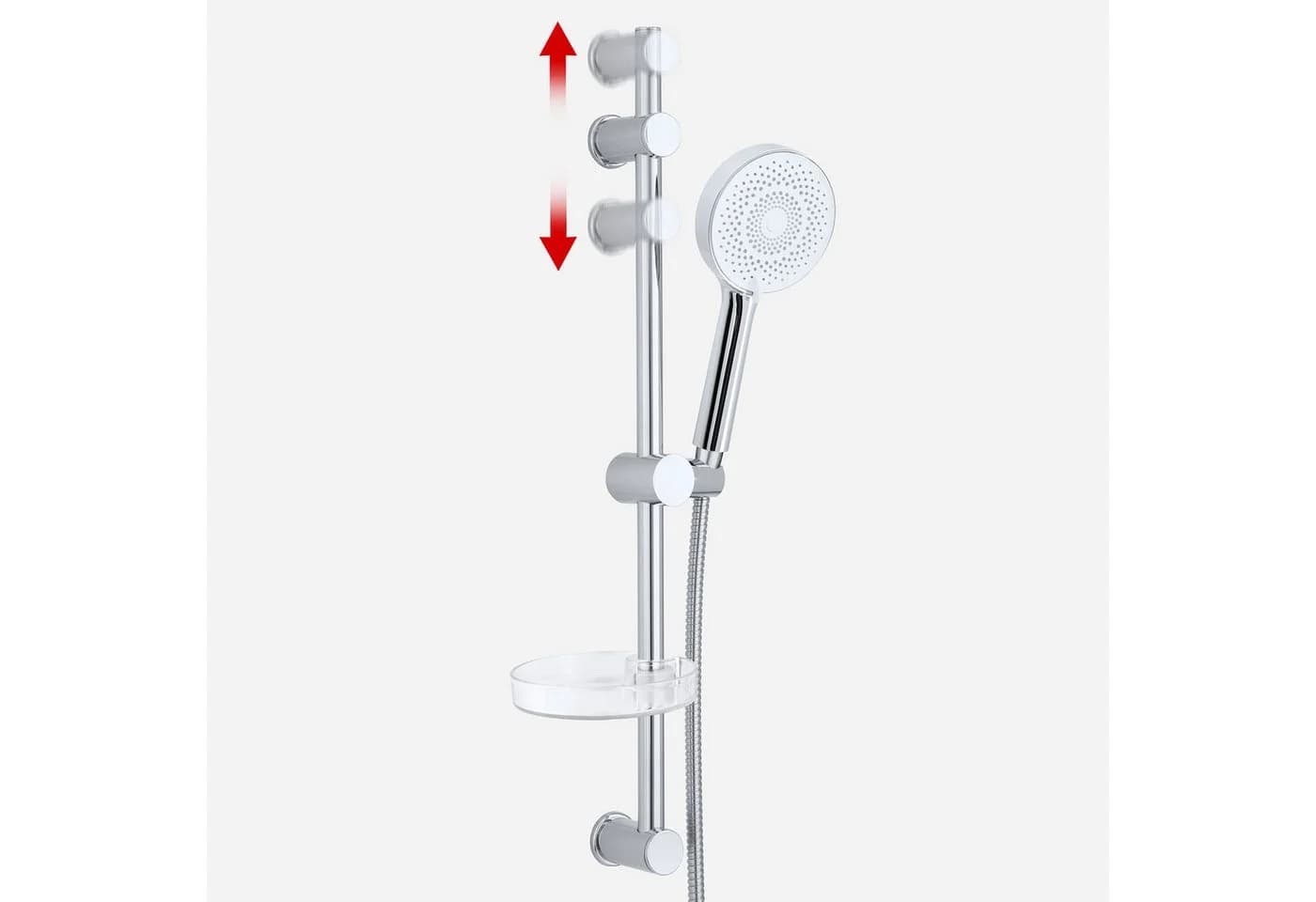 Euroshowers Stangenbrause-Set mit verstellbarer Wandhalterung Chrom/Weiß - Bild 3