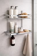 Euroshowers Duschablage Gitterrost Satin gerade 2-stufig Chrom 26 cm Bild 2