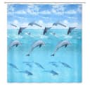 Euroshowers Duschvorhang Delfinmotiv Blau mit 12 Ringen Bild 1