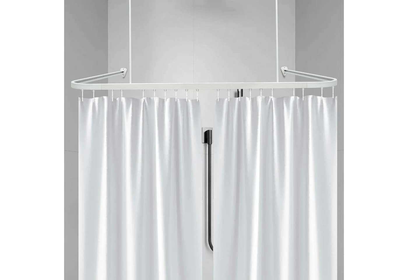 Euroshowers U-förmige Duschstange Weiß Aluminium