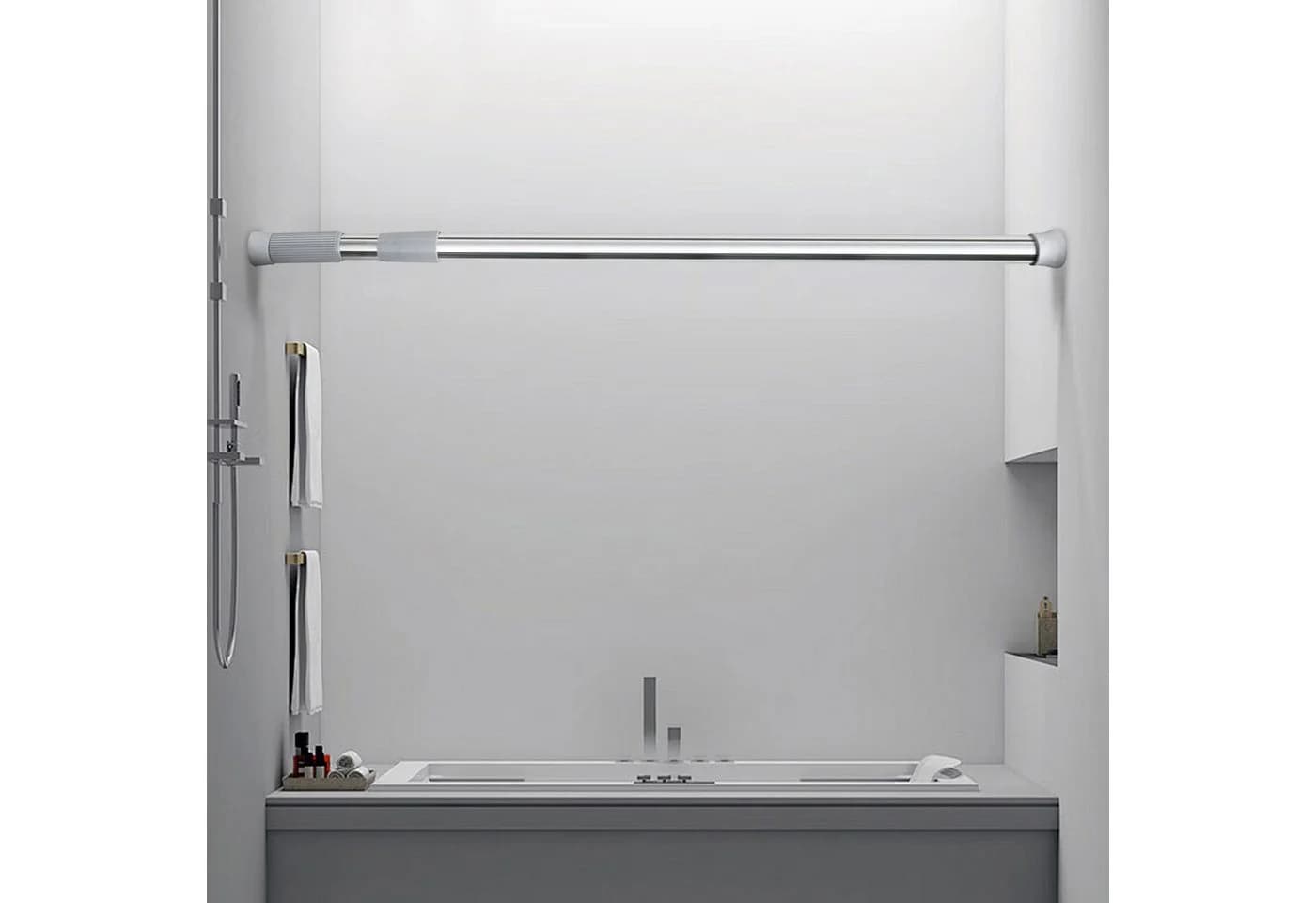 Euroshowers GmbH Duschvorhangstange Teleskopstange aus Edelstahl, ausziehbar 160–290 cm, Ø 25 mm - Bild 5