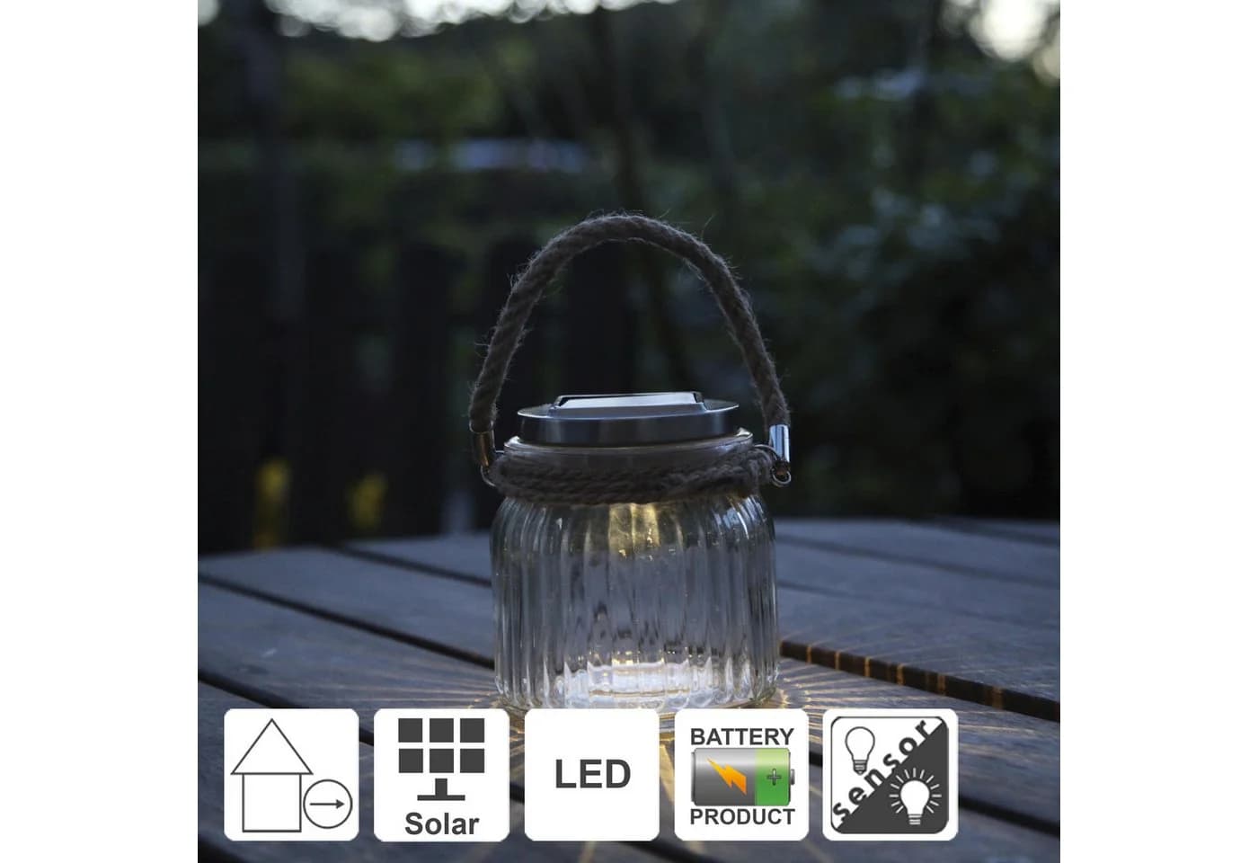 Solarbetriebene LED-Tischleuchte Jar aus Glas - Bild 3