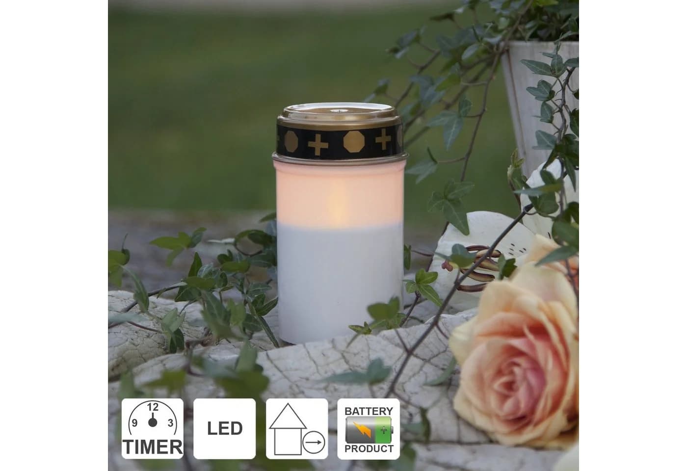 STAR TRADING LED Grabkerze Serene Weiß mit Timer - Bild 3