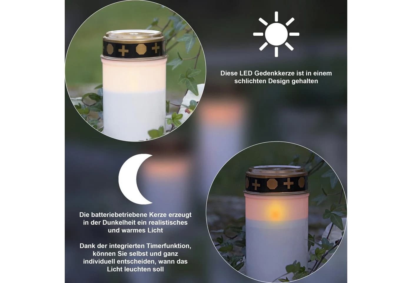 STAR TRADING LED Grabkerze Serene Weiß mit Timer - Bild 4