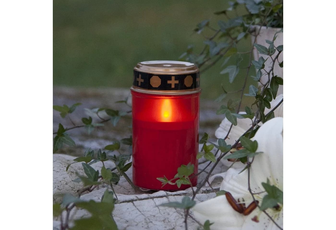 STAR TRADING LED-Kerze Grabkerze Serene Rot mit Timer