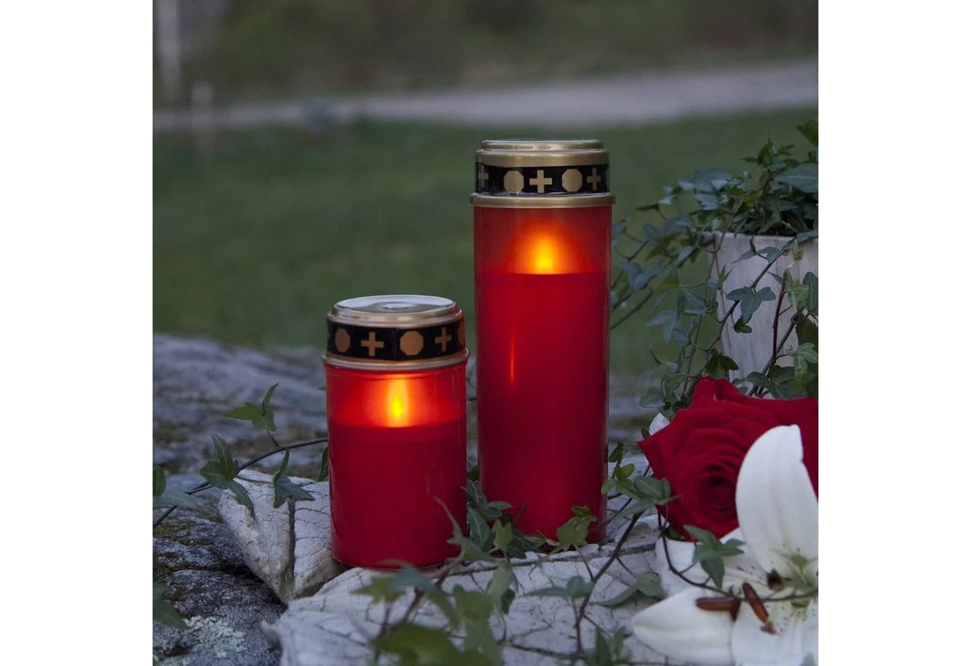 STAR TRADING LED-Kerze Grabkerze Serene Rot mit Timer - Bild 5