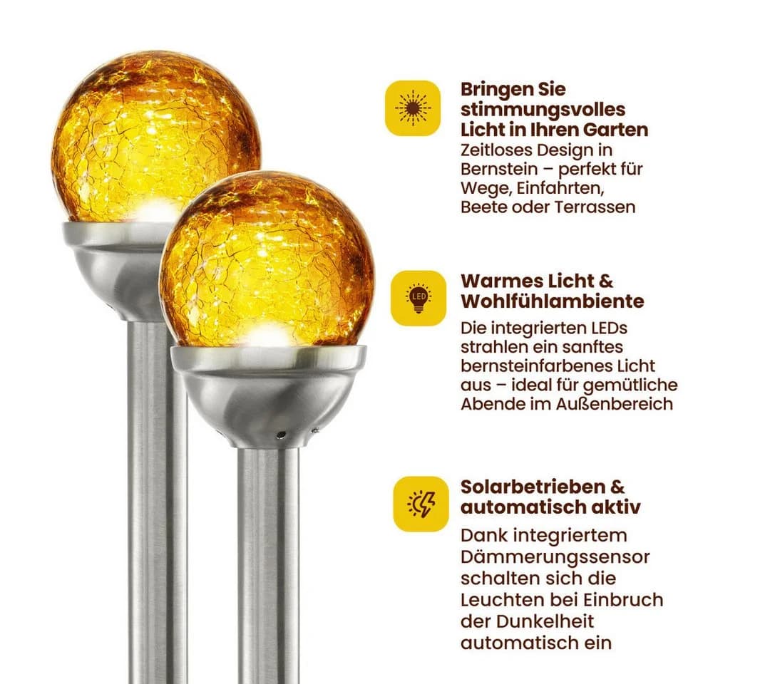 STAR TRADING LED Solarleuchte Roma Solar Pollerleuchten 2er Set 26,5cm – LED Außenleuchten warmweiß - Bild 2