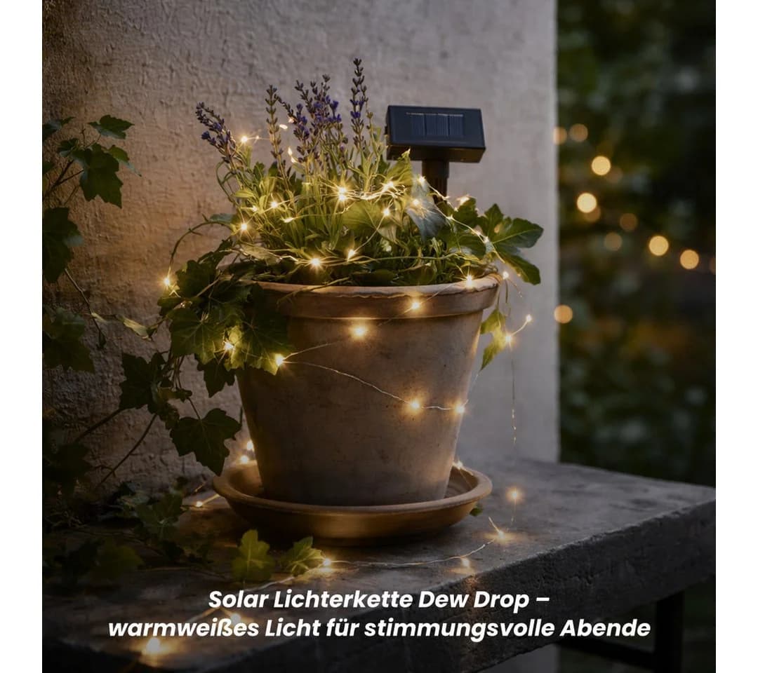 STAR TRADING Solar Lichterkette Dew Drop 50LED Silberdraht - Bild 3