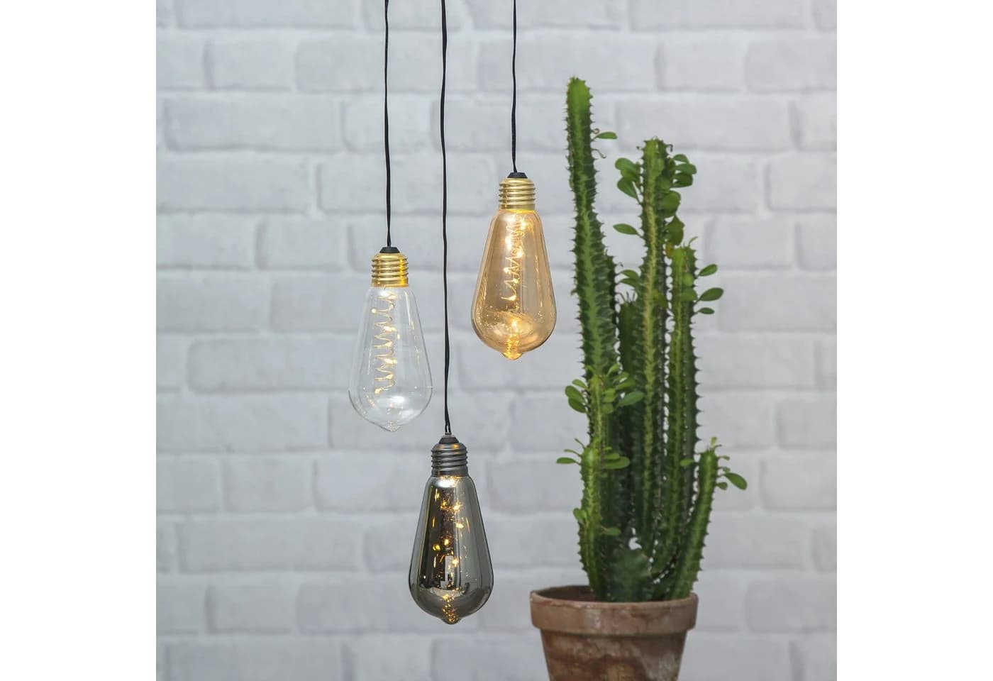 STAR TRADING Pendelleuchte Glow LED Bernsteinglas Timer