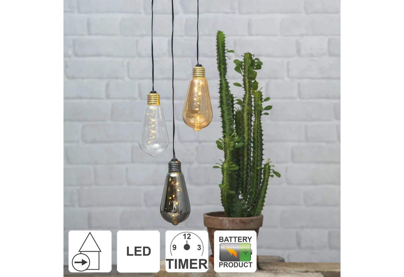 STAR TRADING Pendelleuchte Glow LED Bernsteinglas Timer - Bild 5