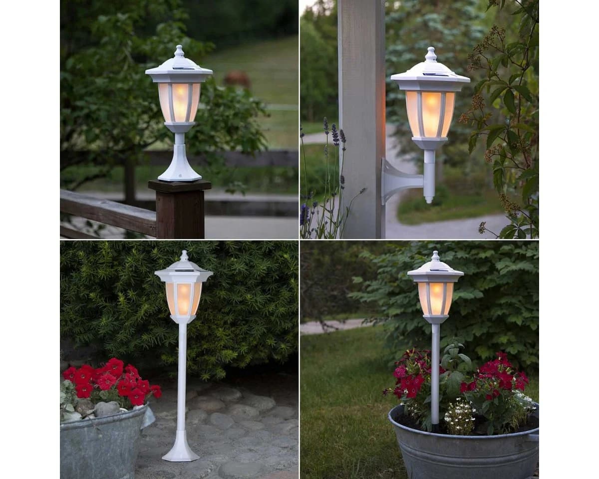 STAR TRADING Solar-Laterne Flame mit Feuerflammen-Effekt Amber LED