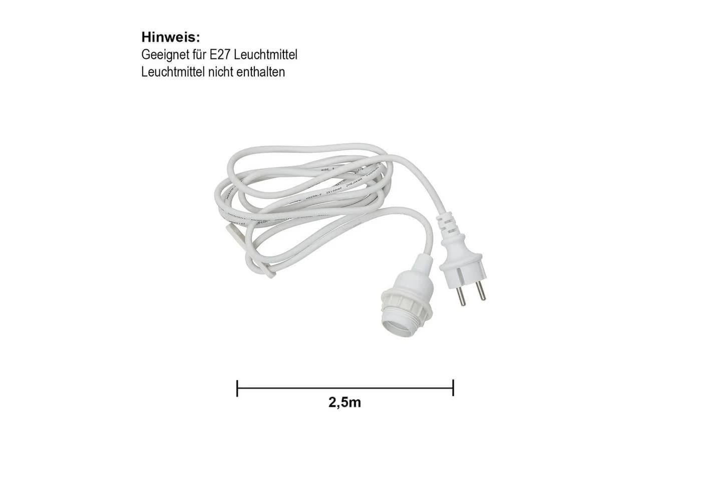 E27-Fassung mit Kabel Ute, 2,5 m, weiß - Bild 4
