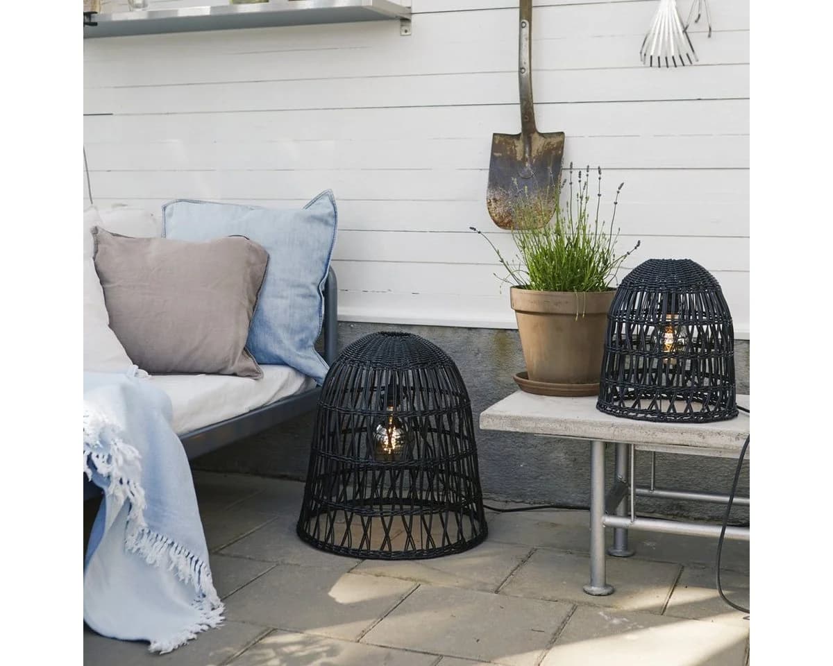 STAR TRADING Lampenschirm KNUTE Schwarz Wetterfest Rattanoptik - Bild 5