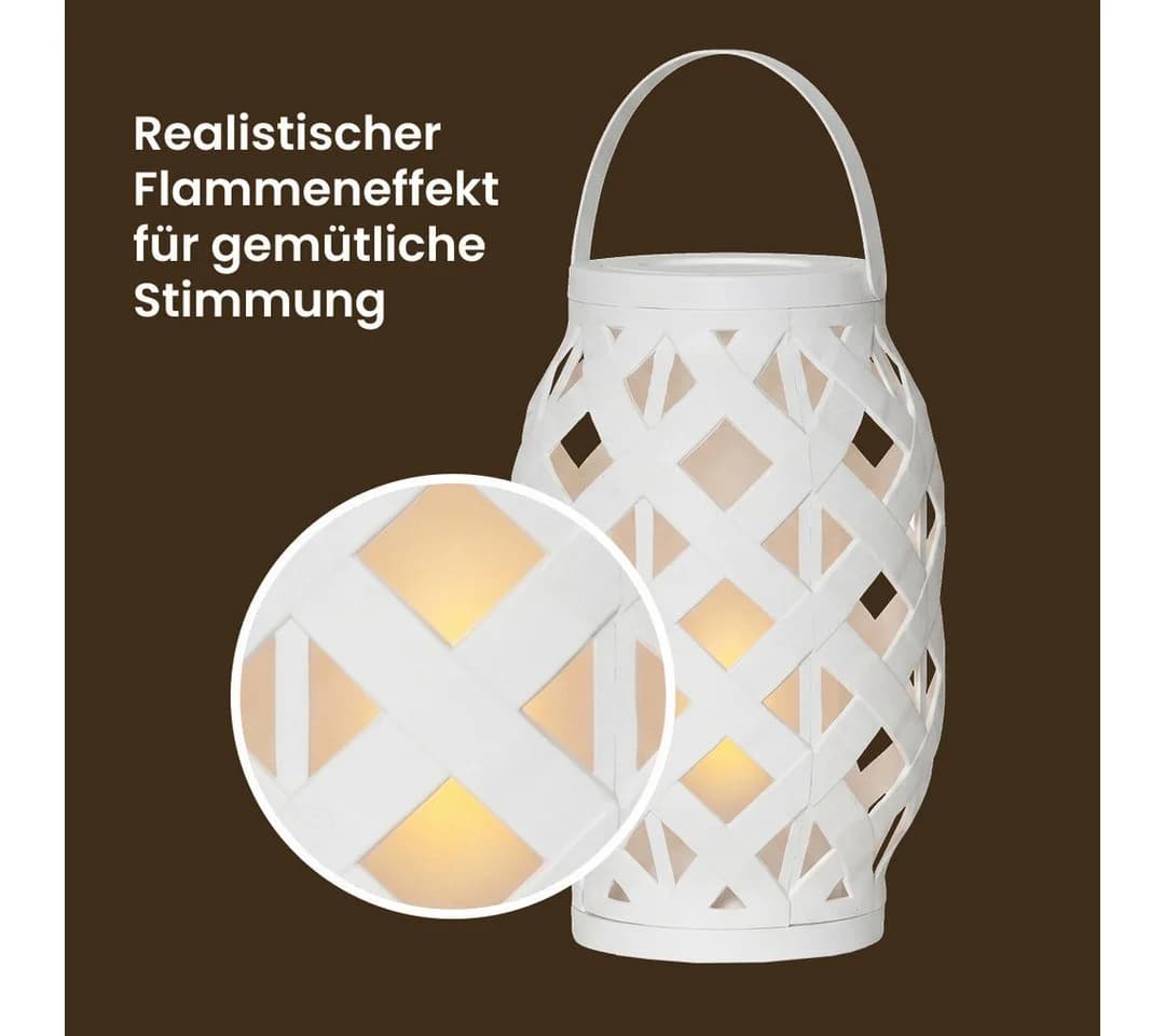 STAR TRADING Außen-Tischleuchte Flame Lantern Weiß LED Flammeneffekt - Bild 3