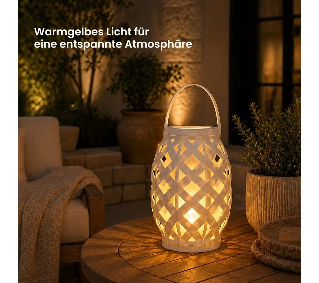 STAR TRADING Außen-Tischleuchte Flame Lantern Weiß LED Flammeneffekt - Bild 4