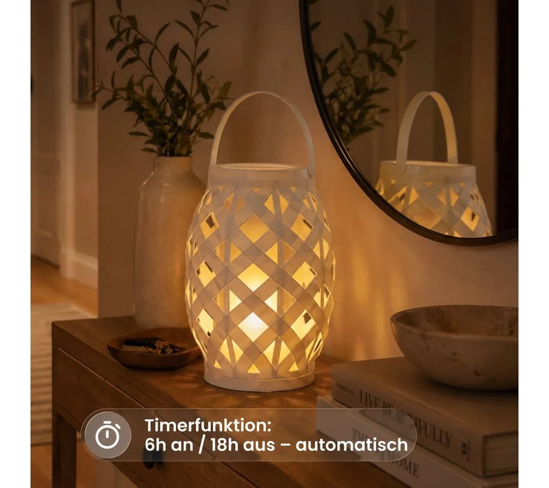 STAR TRADING Außen-Tischleuchte Flame Lantern Weiß LED Flammeneffekt - Bild 5