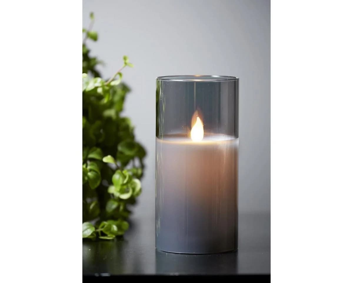STAR TRADING LED-Kerze Windlicht Echtwachs Timer Schwarz
