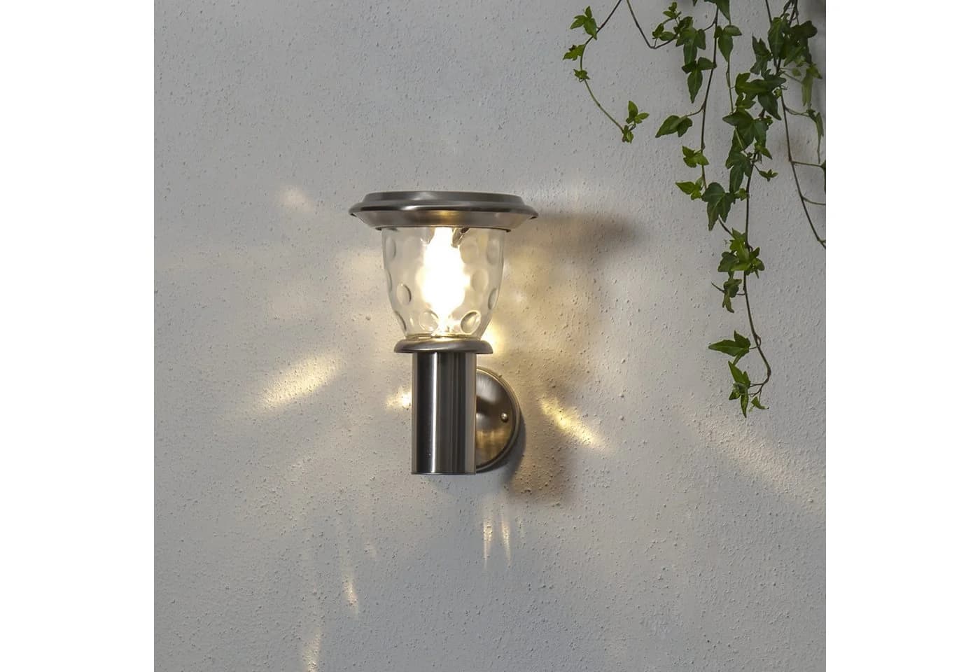 Star Trading Solar-Wandleuchte Pireus Warmweiß Bubbly-Glass-Effekt