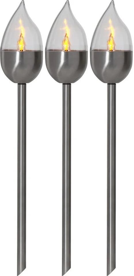 STAR TRADING LED Solar-Gartenfackel Olympus 3er Set Silber Edelstahl - Bild 2