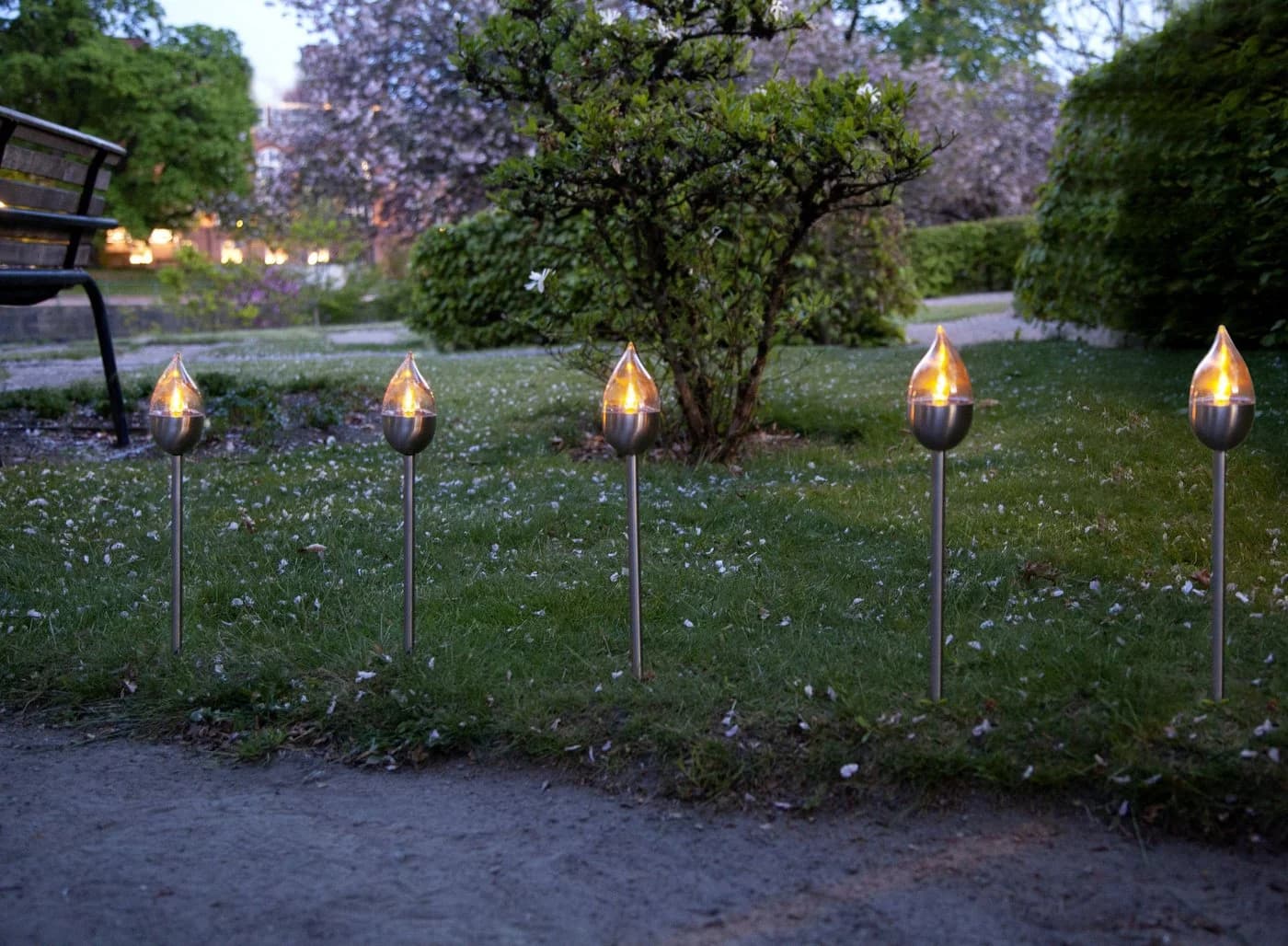 STAR TRADING LED Solar-Gartenfackel Olympus 3er Set Silber Edelstahl - Bild 5