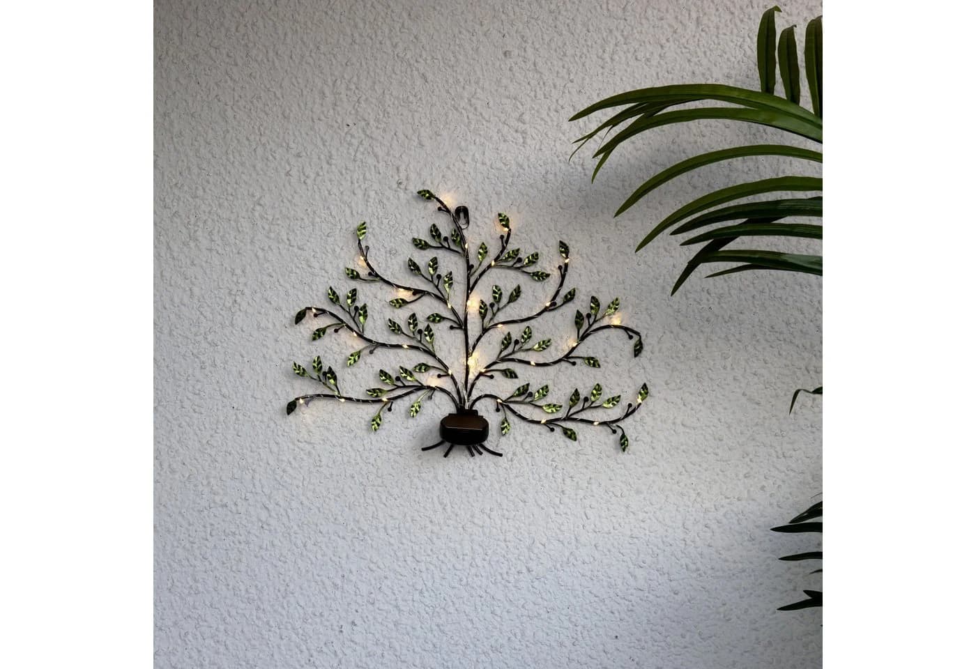 LED-Solarwandleuchte Tree of Life Schwarz Grün