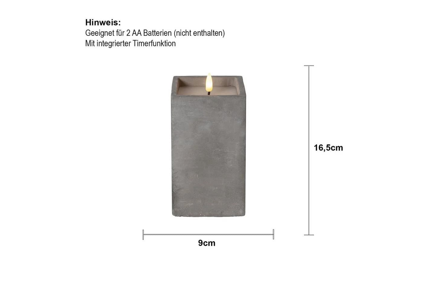 STAR TRADING LED-Kerze Flamme Cem Grau Zement mit Echtwachs - Bild 4