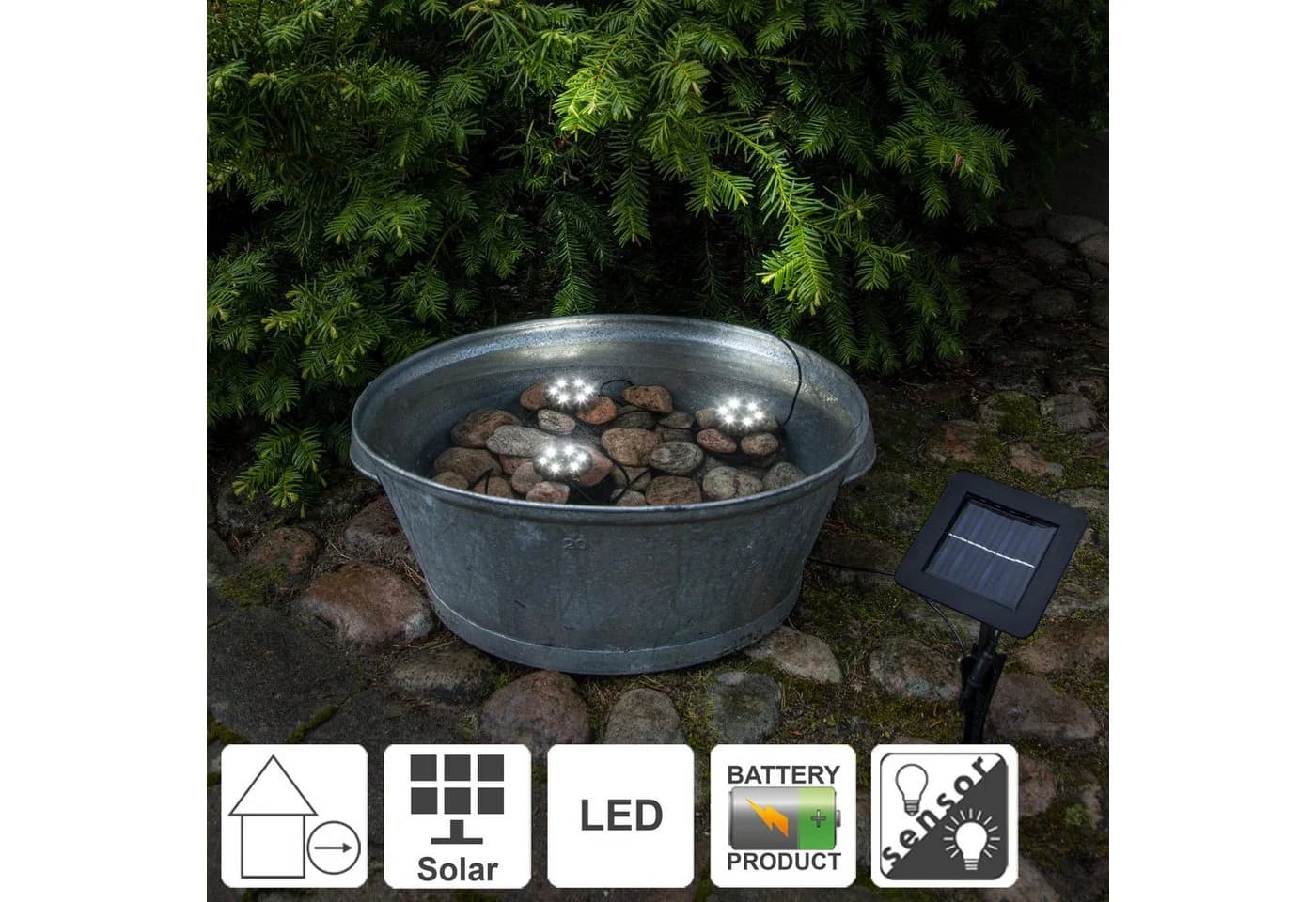STAR TRADING LED Solarleuchte Solar Teichlicht Water Light 3 Unterwasser-Lichtquellen Schwarz - Bild 3