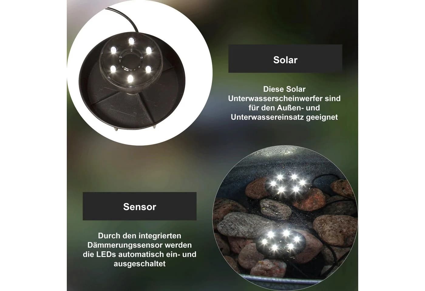 STAR TRADING LED Solarleuchte Solar Teichlicht Water Light 3 Unterwasser-Lichtquellen Schwarz - Bild 4