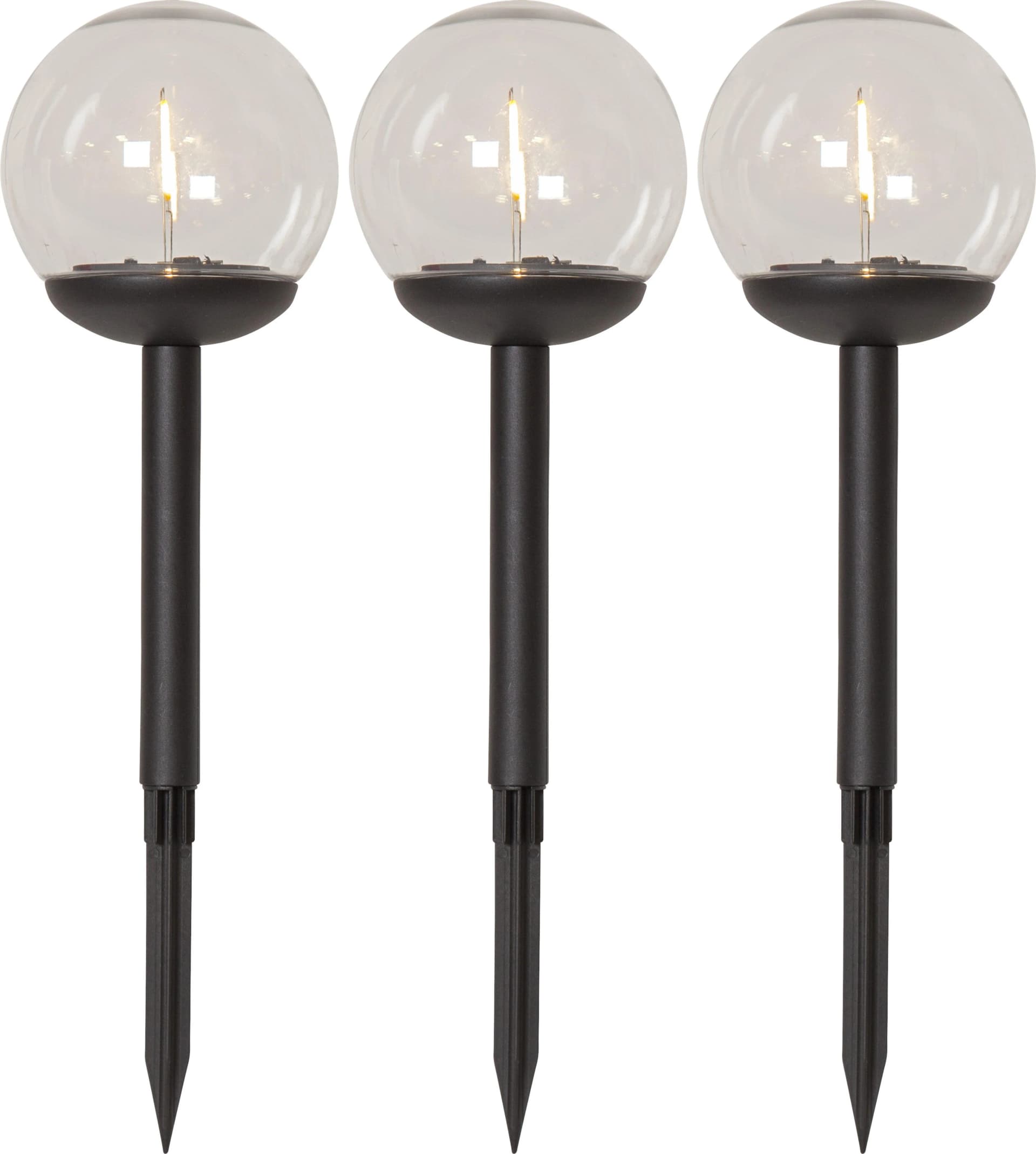 Star Trading Solar-Gartenleuchte Globe 3er-Set Schwarz Transparent