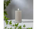 STAR TRADING LED Stumpenkerze STRIPE Beige Echtwachs Timer Bild 1