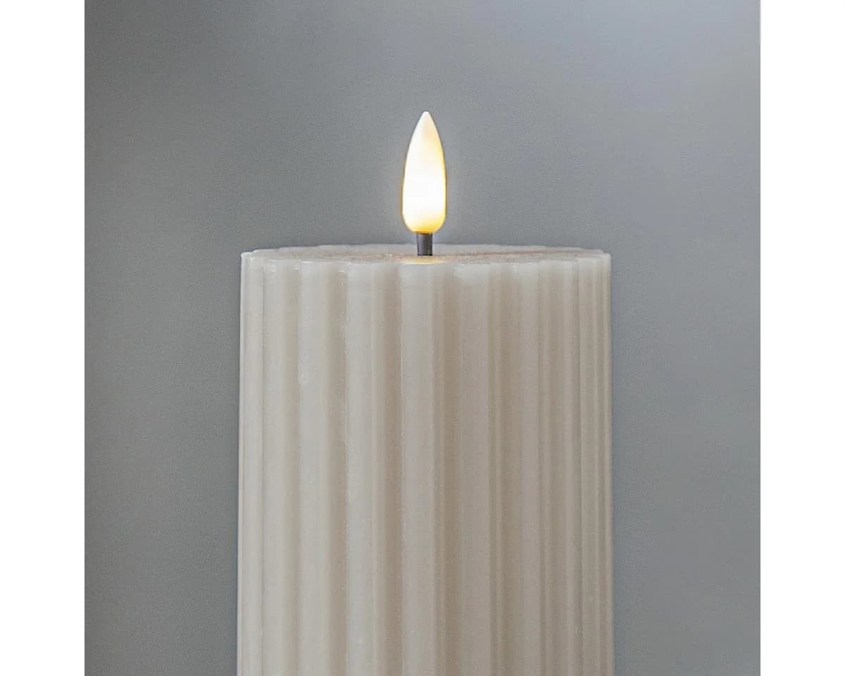 STAR TRADING LED Stumpenkerze STRIPE Beige Echtwachs Timer - Bild 3