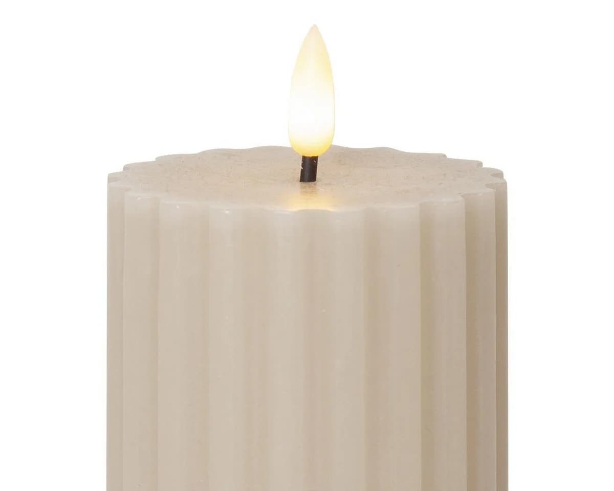STAR TRADING LED Stumpenkerze STRIPE Beige Echtwachs Timer - Bild 4
