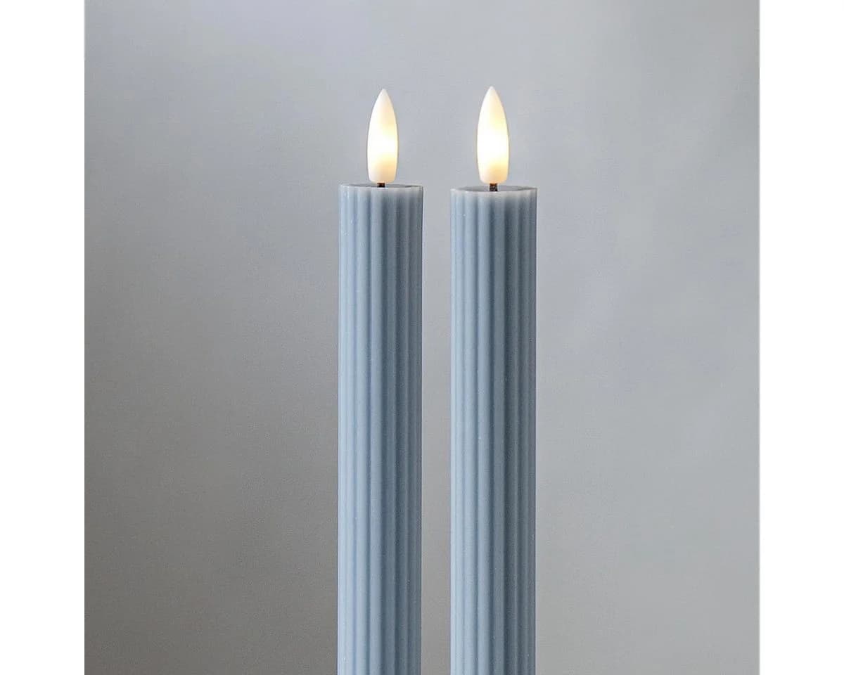 LED-Kerze Flamme Stripe, Blau, 25 cm, Wachs Batterie 2er-Set - Bild 3