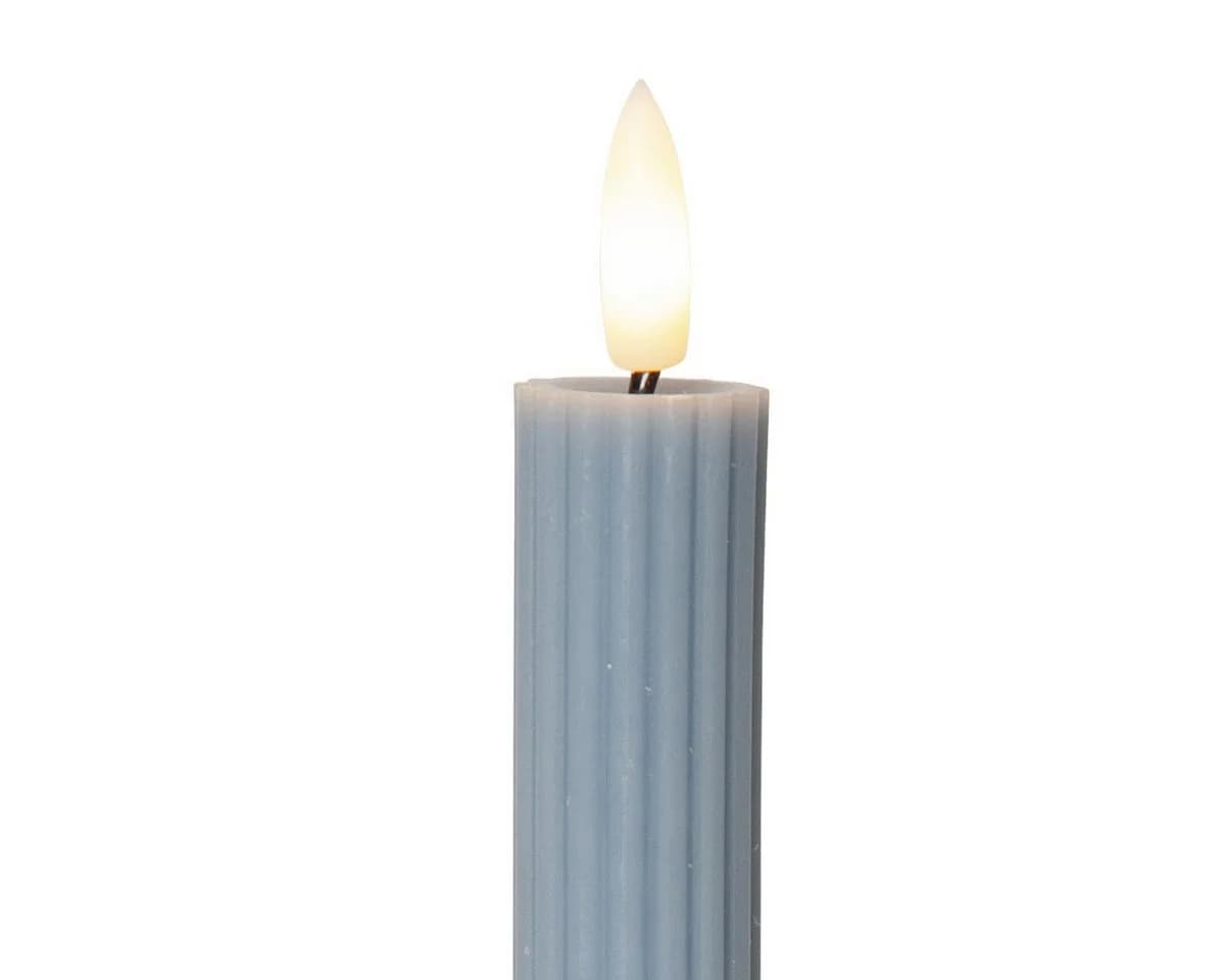 LED-Kerze Flamme Stripe, Blau, 25 cm, Wachs Batterie 2er-Set - Bild 4