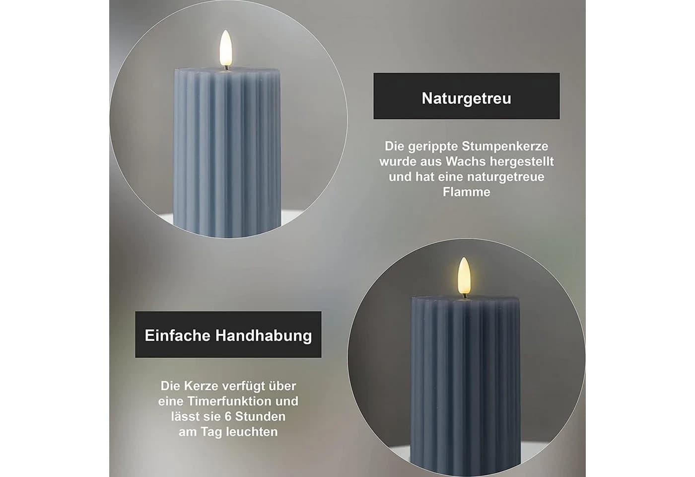 STAR TRADING LED-Kerze Flamme Stripe Blau Rillen-Optik - Bild 3