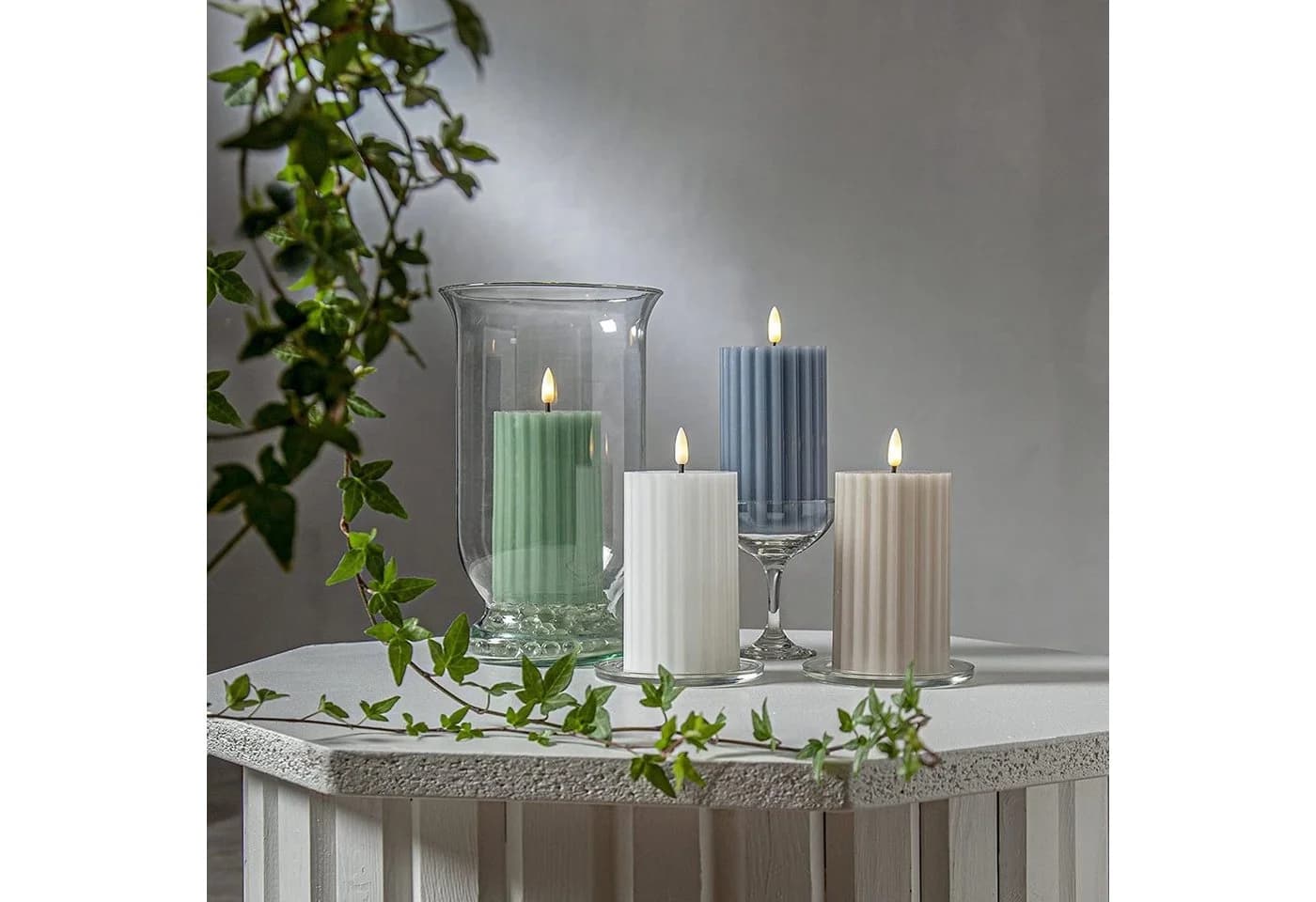 STAR TRADING LED-Kerze Flamme Stripe Blau Rillen-Optik - Bild 4