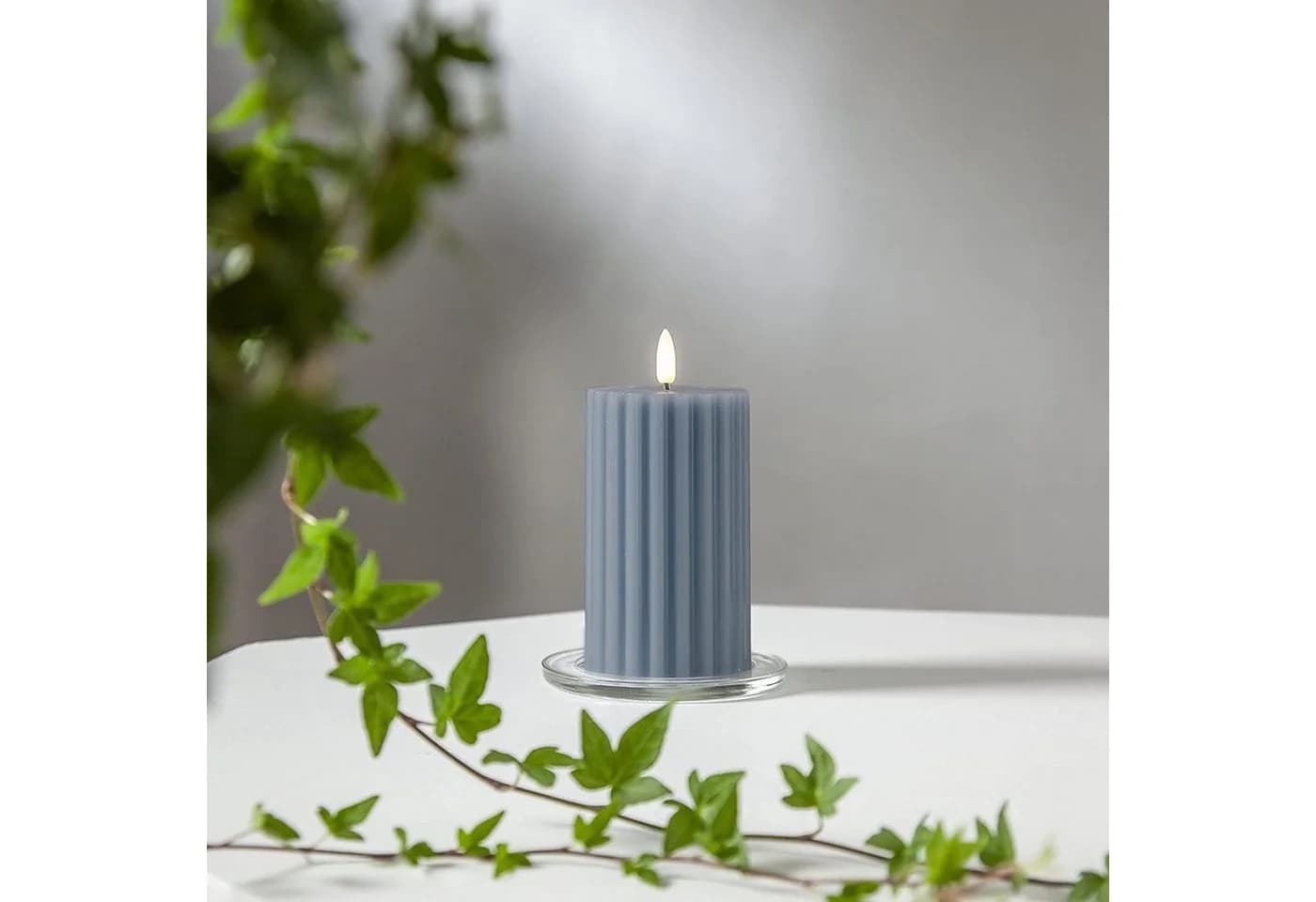 STAR TRADING LED-Kerze Flamme Stripe Blau Rillen-Optik - Bild 5